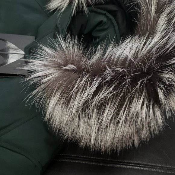 Moose Knuckles Round Island Blue Frost Fox Fur-Trim Down Jacket - Picture 9 of 10